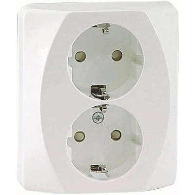 WALL SOCKET NOVA, WHITE, 2 GANG WITH EARTH