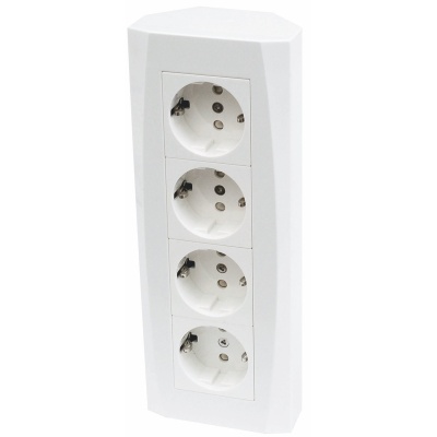 Socket with E surface 4-way white