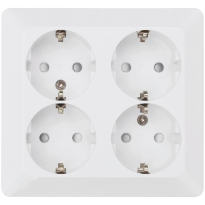 DELTA WALL SOCKET, SURFACE MOUNTED, 4 GANG WITH EARTH, RAL 9003