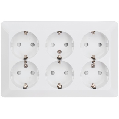 Socket with E surface 6-way white