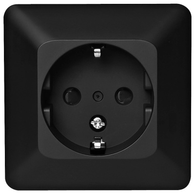 DELTA WALL SOCKET, SURFACE MOUNTED, 1 GANG WITH EARTH, RAL 9005 black