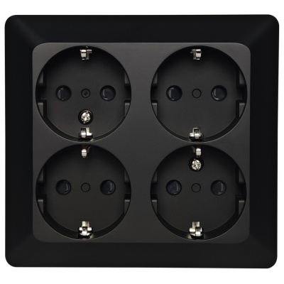 DELTA WALL SOCKET, SURFACE MOUNTED, 4 GANG WITH EARTH, RAL 9005 black