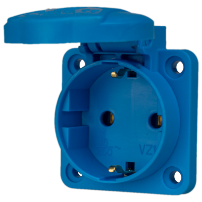 blue color IP54  schuko socket   (VZ 16S)